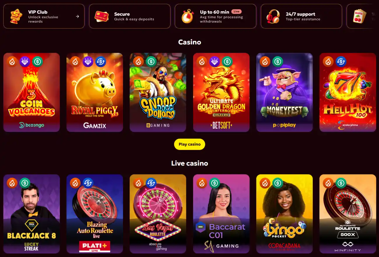 Spinobon Casino Homepage