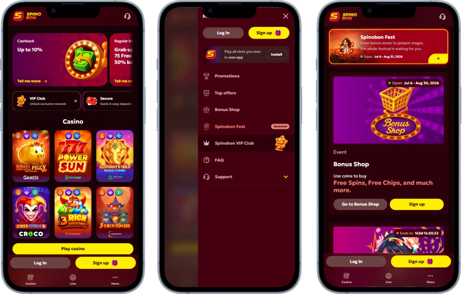 Spinbon Casino Mobile App