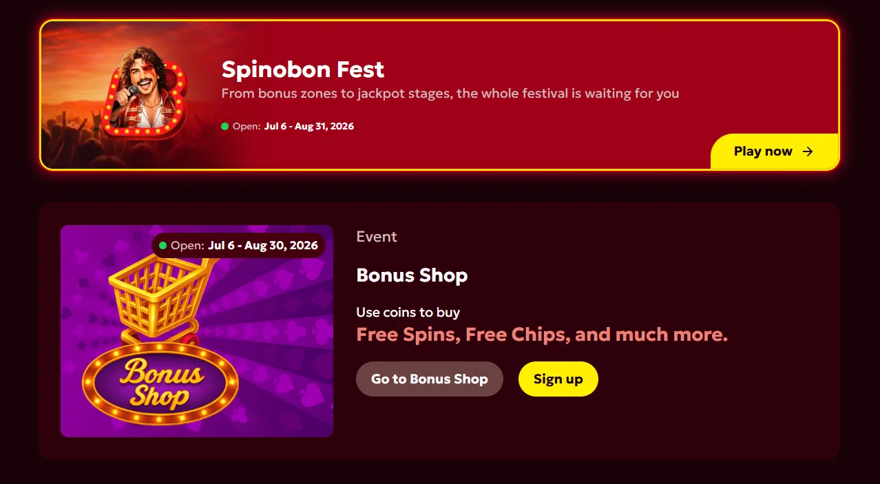 Spinobon Casino Types of Promotions