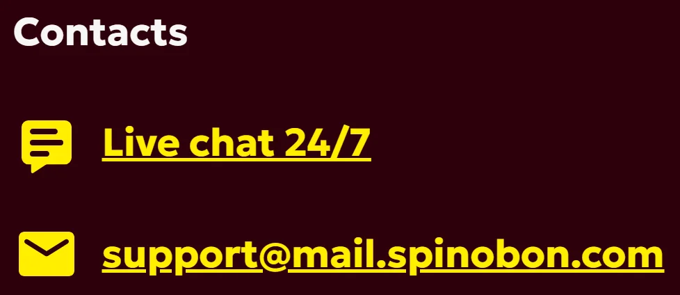 Spinobon Casino Customer Support